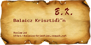 Balaicz Krisztián névjegykártya